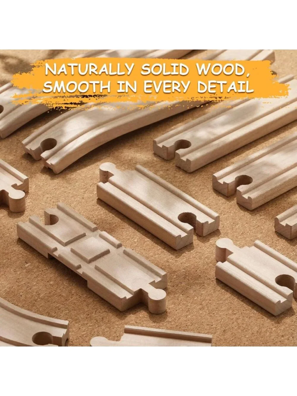 Wooden Train Track Set 62 PCS with Bridge & Trains - Compatible, Ideal Gift for